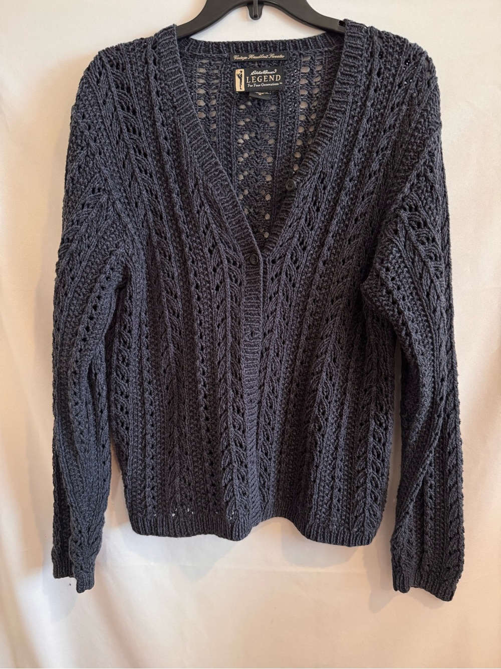 Eddie Bauer Open-Knit V-Neck Sweater - Charcoal Gray